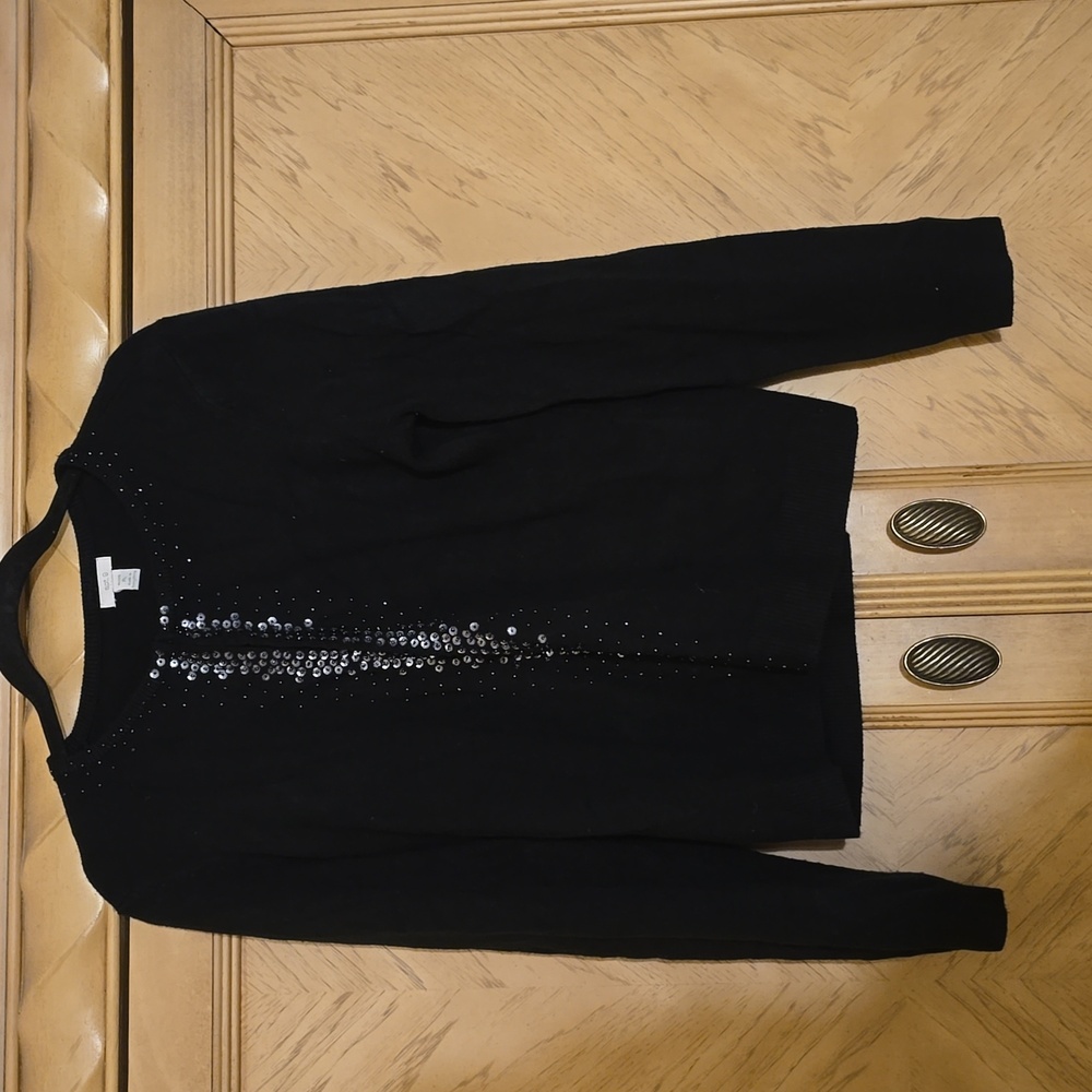 Apt 9 Sequin and stud trimmed cardigan sweater. Size: PL. Blue/ Silver